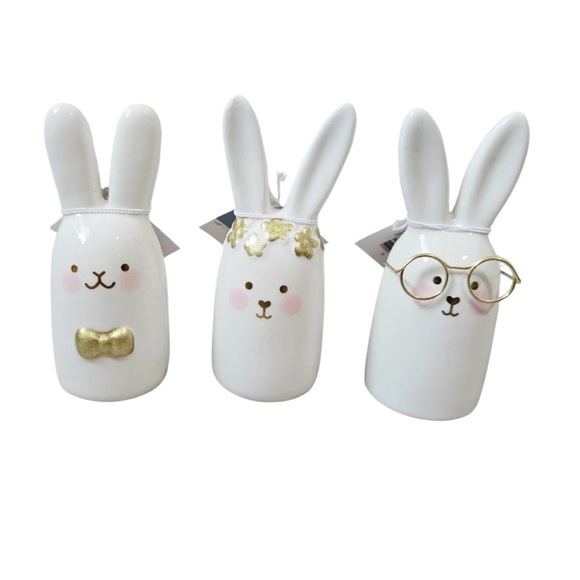 Ceramic Mini Bunny Spring Decor Set - Picture 2 of 3
